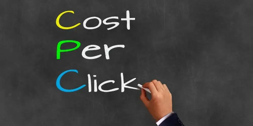 Cost-per-click (CPC) concept illustrated with dollar signs and digital advertising icons