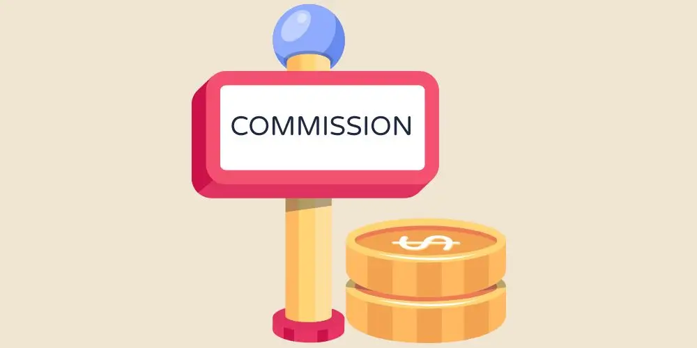 Affiliate commission earnings concept with money symbols and growth chart.