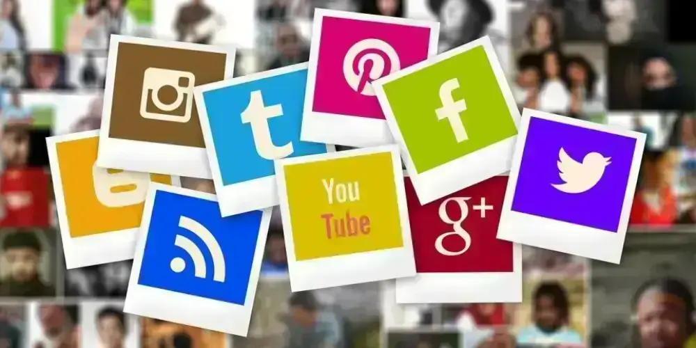 A collage of popular social media icons like Instagram, Facebook, Twitter, YouTube, and Pinterest, representing the variety of platforms for online engagement.