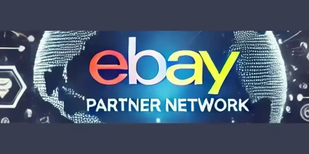 eBay Partner Network logo displayed on a digital globe background, representing global affiliate marketing.